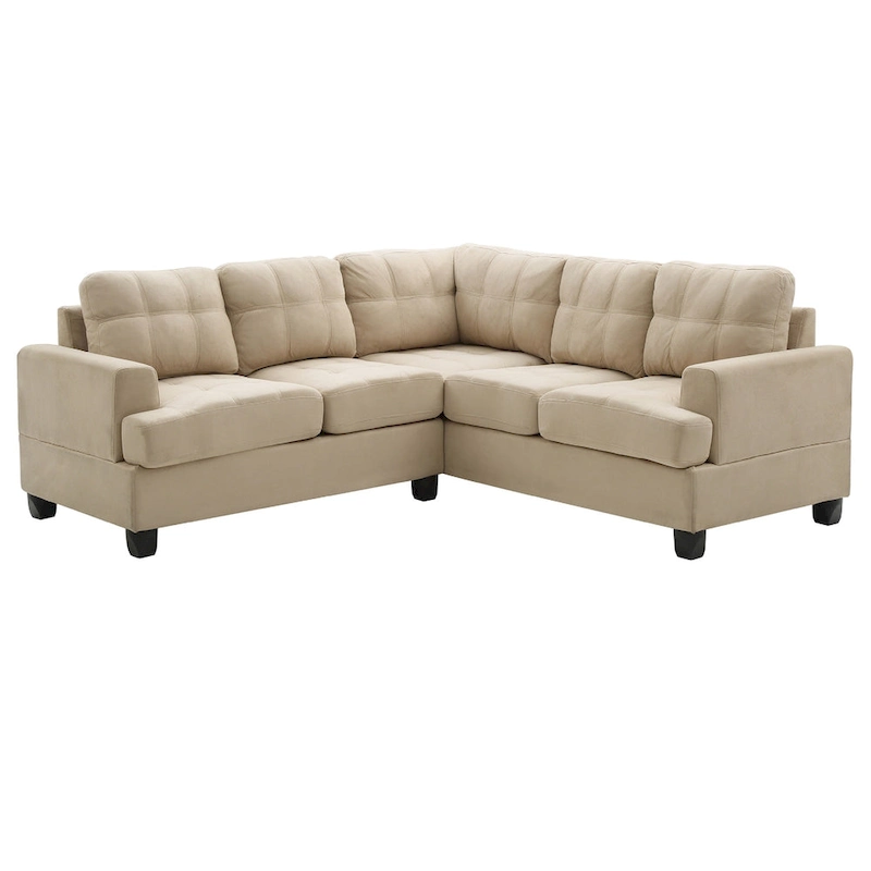 Tufted Microsuede L-Shape Sectional Sofa - 80