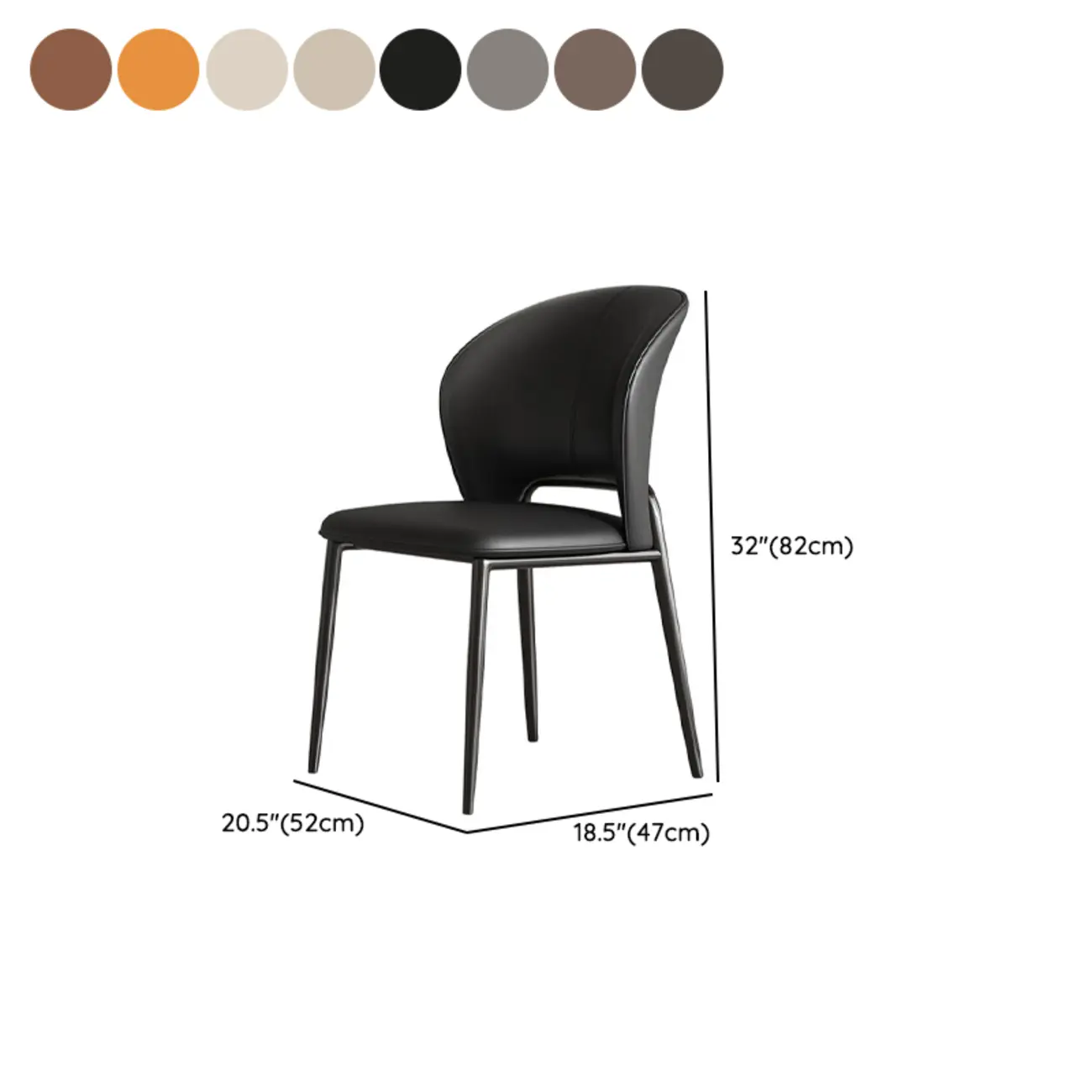 Modern Faux Leather Curved Low Back Dining Chair