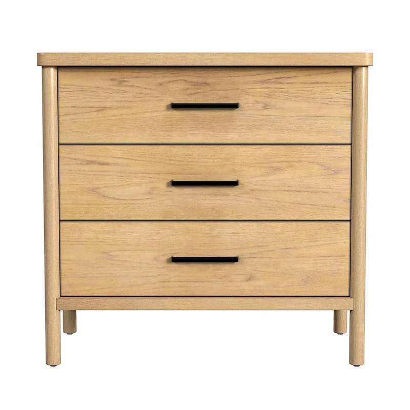 3 Drawer Rounded Leg Wood Dresser