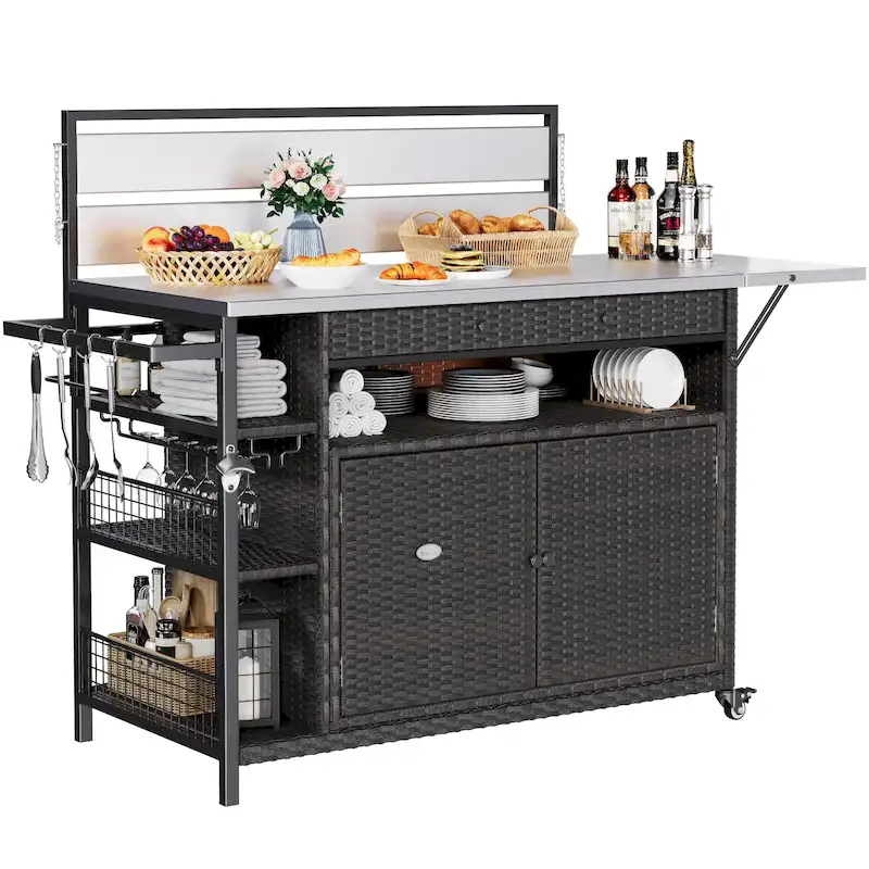 Moasis 54.3 Wicker Bar Cart