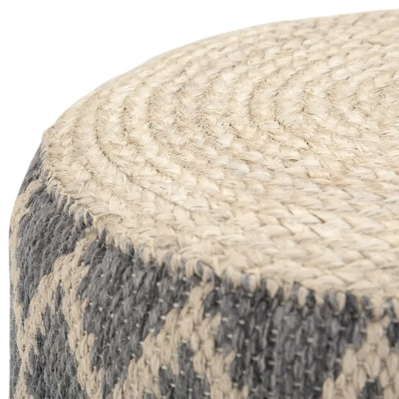 WYNDENHALL Nesbitt Boho Round Pouf, Natural Woven Braided Jute