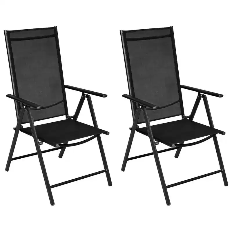 vidaXL Bistro Set Black Powder-coated aluminum, textilene, glass, steel