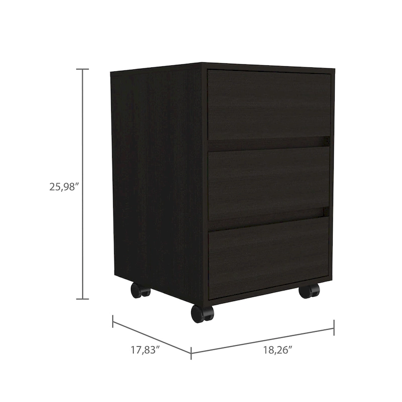 FM Furniture Vienna Three Drawers Filing Cabinet Roller Blade Glide