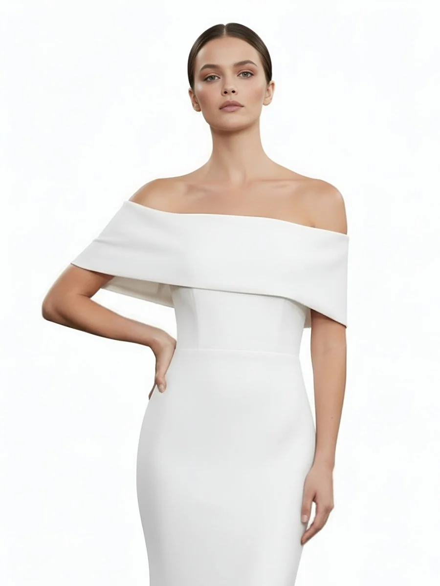 Elegant Trumpet Mermaid Off-The-Shoulder Elastic Satin Wedding Dresses