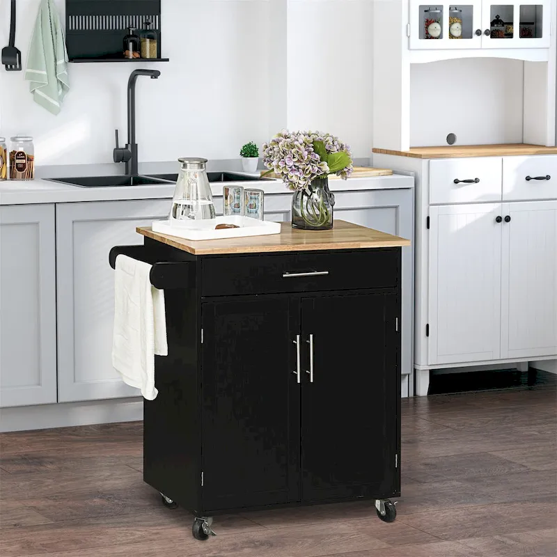 Kitchen Island Cart Rolling Trolley Cart with Drawer