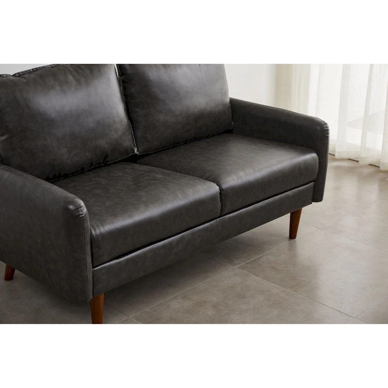 Faux leather 58  Square Arm Loveseat