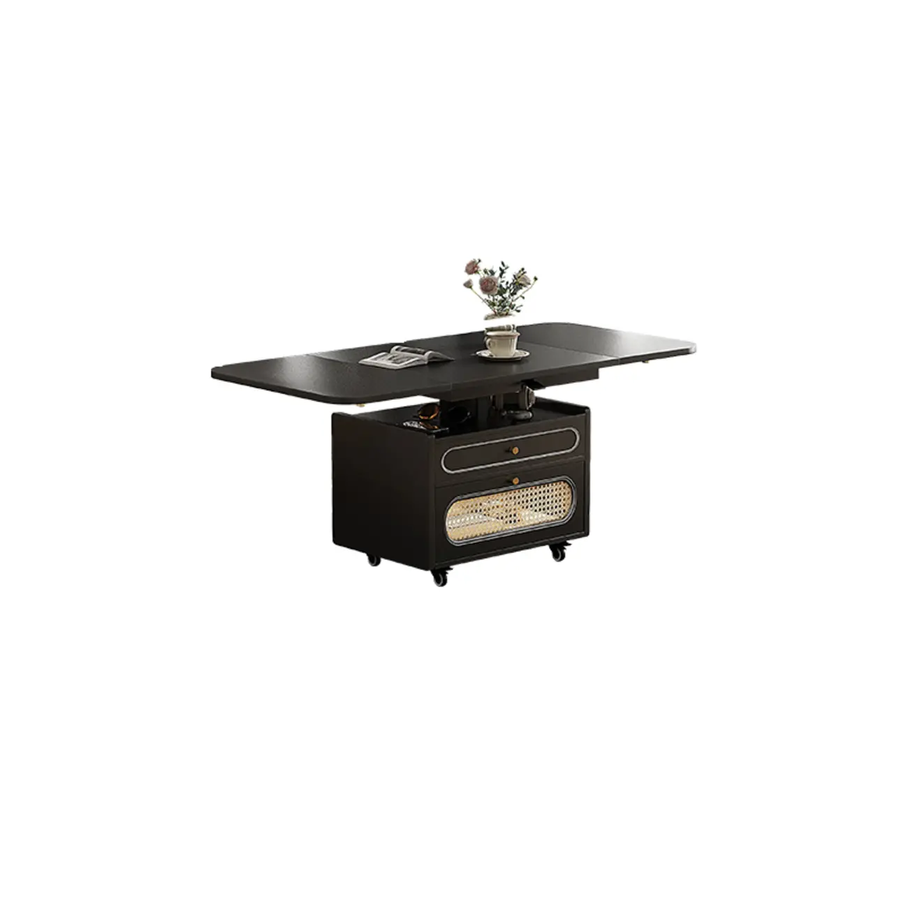 Foldable Wood White Modern Wheeled Small Side Table