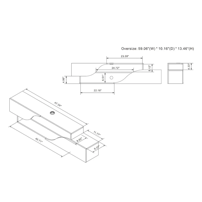 DH BASIC Transitional 59-inch 2-Shelf Floating TV Stand by Denhour