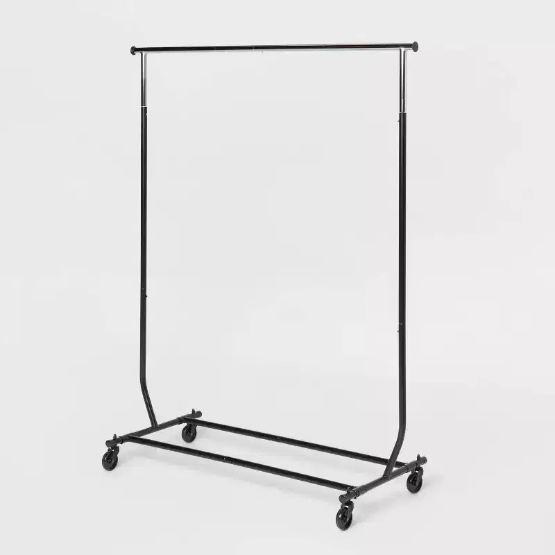 Heavy Duty Garment Rack - Brightroom™: Metal Frame, Rolling Clothing Storage, 101.2 lb Capacity, 75.39" Width, Black