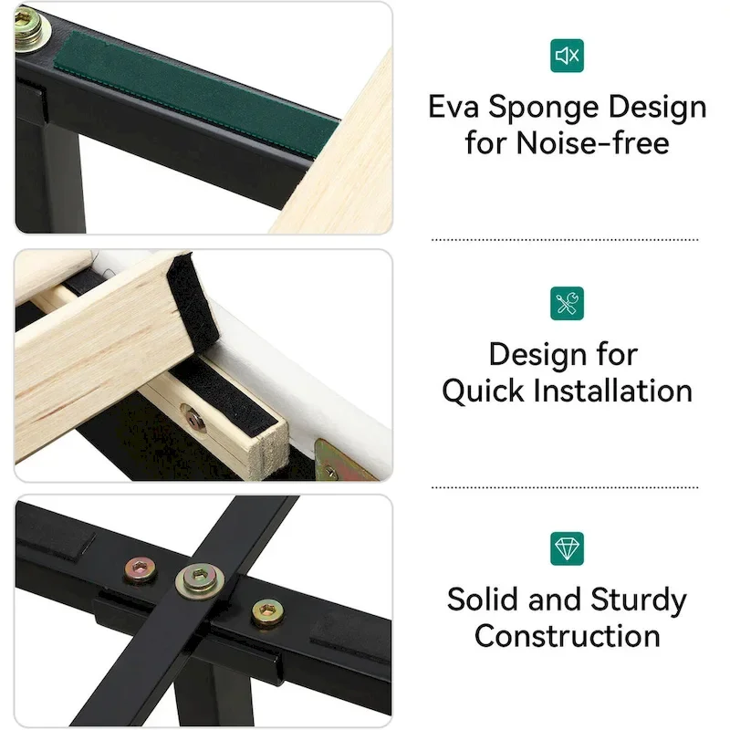 Moasis King Upholstered Headboard Bed Frame with LED