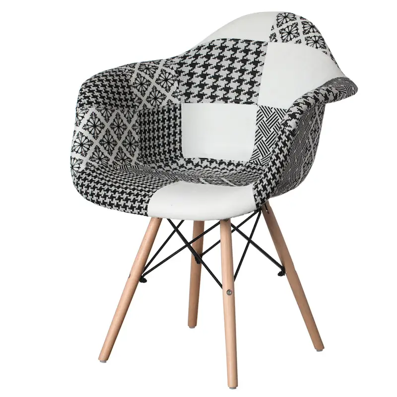 Fabric Dining Chair with Beech Wood Rocking Legs