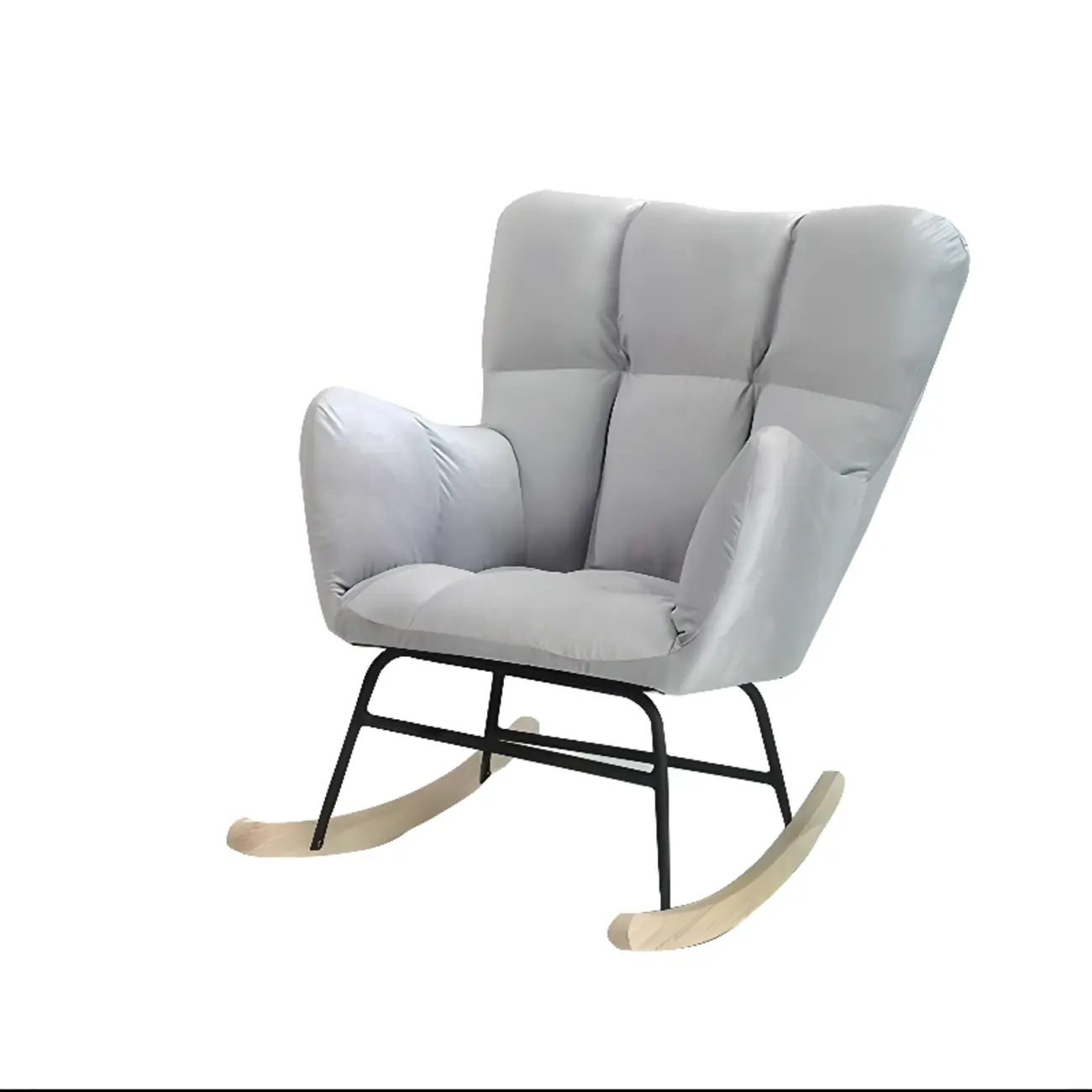 Tech Cloth Upholstered Wood Rocking Chair with Recessed Arm
