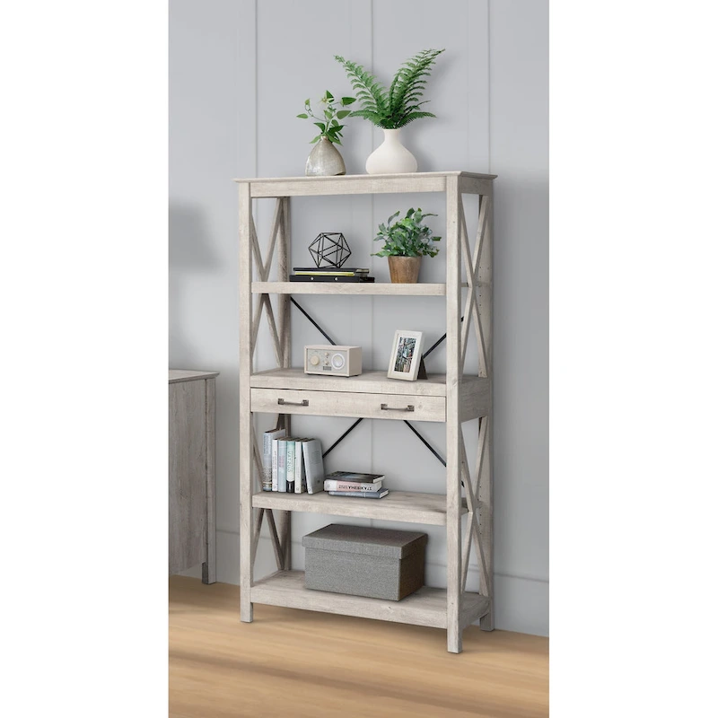Saint Birch Honduras Transitional Four-Shelf Bookcase
