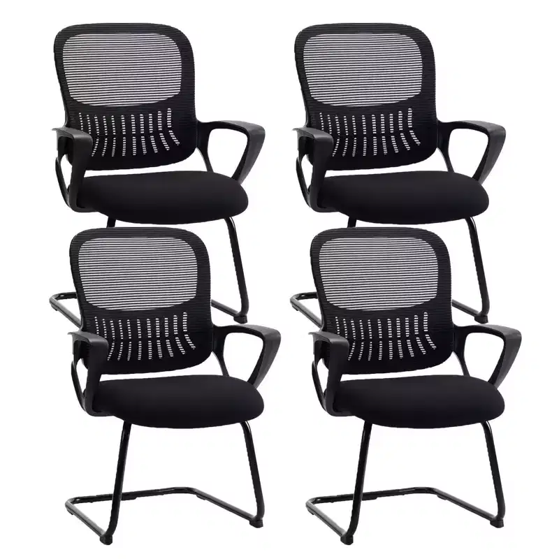 JIONJOY Office Desk Chair No Wheels Set of 4 | Black