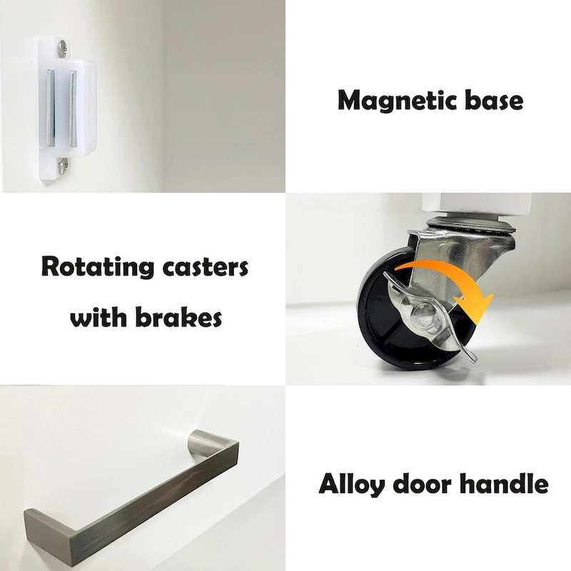 Kitchen Island Rolling Trolley Cart with Adjustable Shelves and Towel Rack - 32.68L * 17.72W * 36.02H