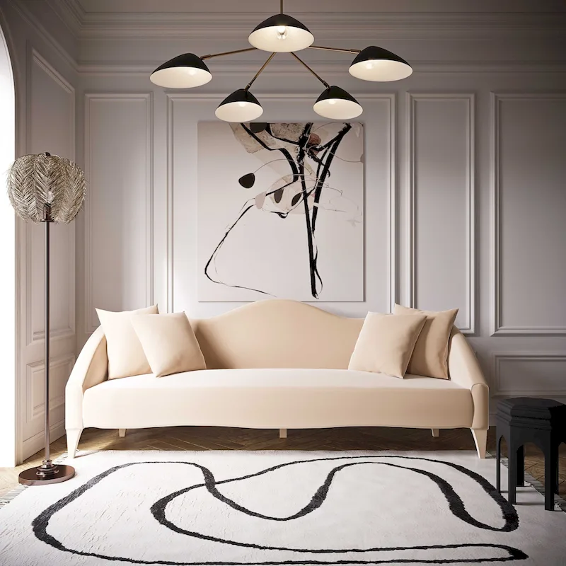 Naya Velvet Sofa - 96W x 36.2D x 34.3H - 96W x 36.2D x 34.3H