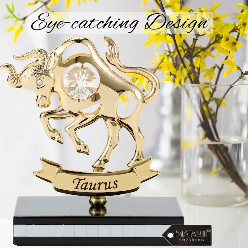 Matashi 24K Gold Plated Zodiac Astrological Sign Taurus Figurine