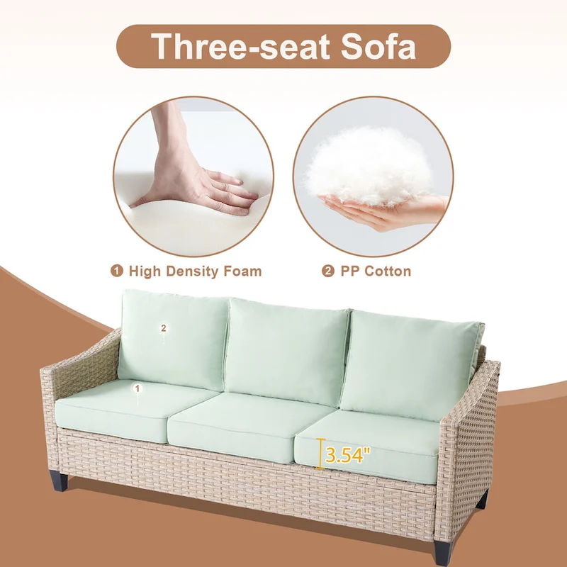 HOOOWOOO 8-piece Patio Wicker Rattan Conversation Set with Multifunctional Fire Pit Table