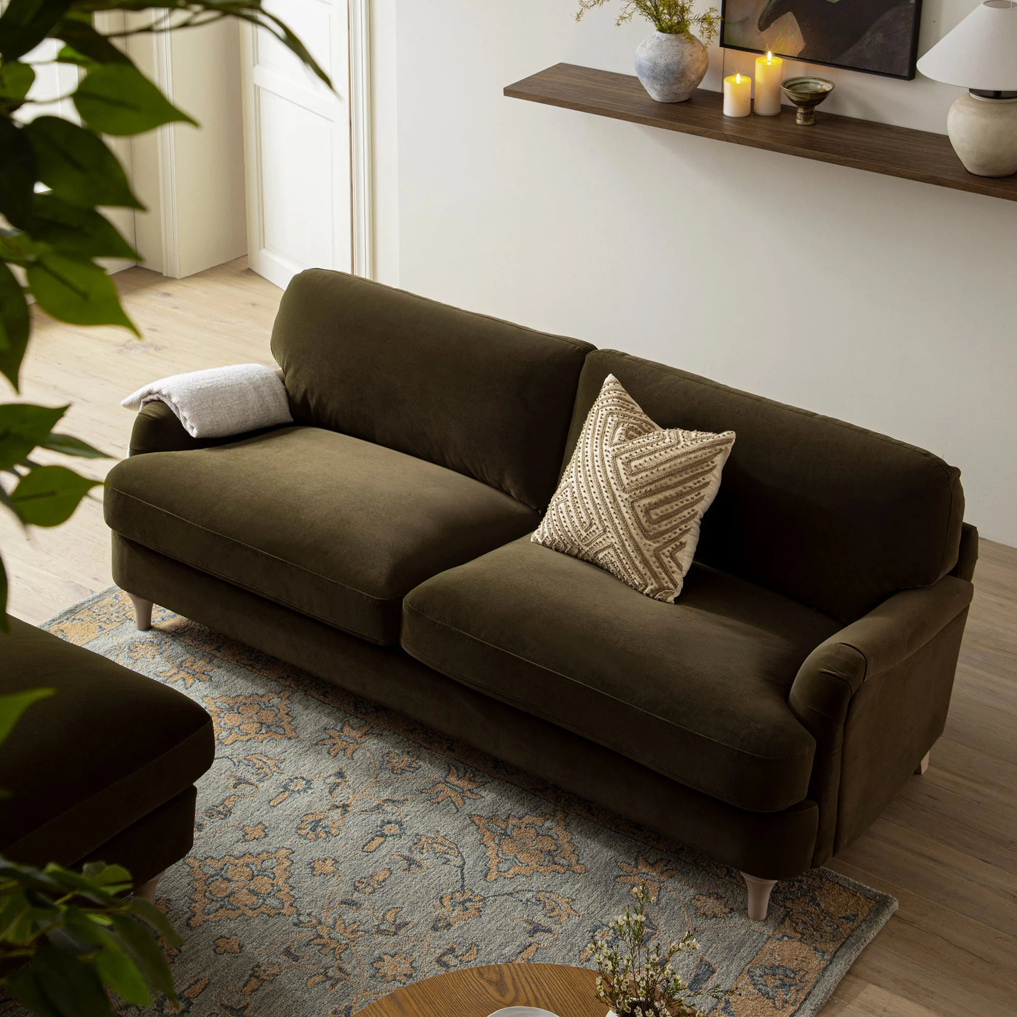 Seaweed Velvet Sofa, 3-Seater