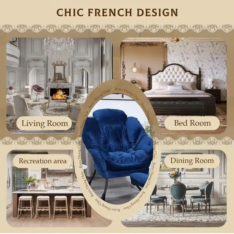 Modern Cotton Thick Padded Lazy Chair With Folding Ottoman