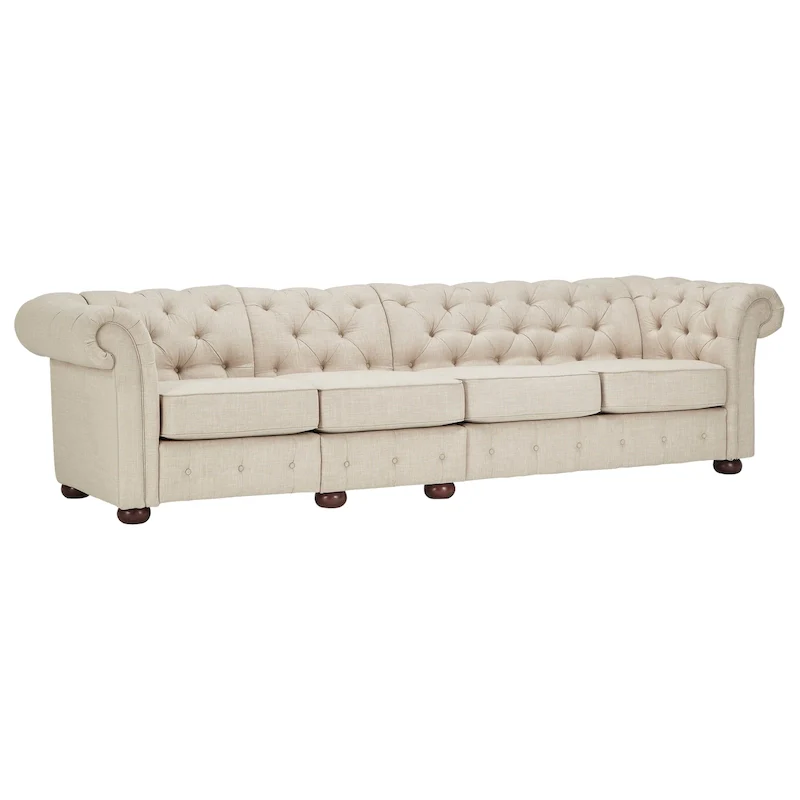 Knightsbridge Beige Linen Tufted Chesterfield Modular Sofa by iNSPIRE Q Artisan