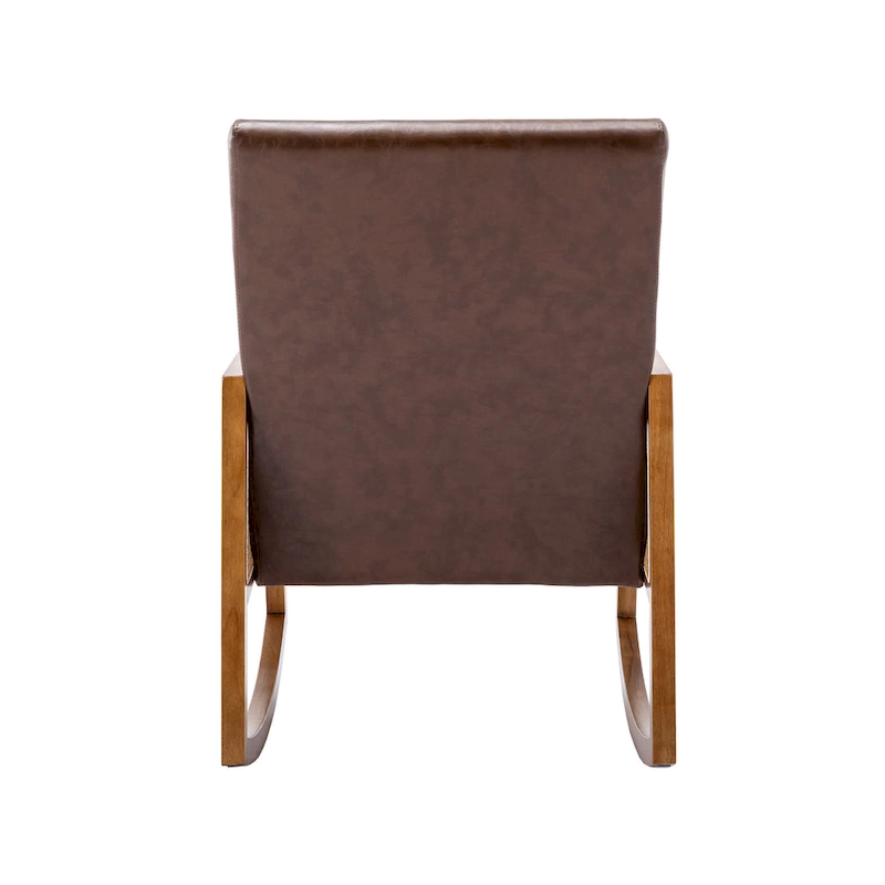SEYNAR Modern PU Leather Rocking Chair with Rattan Arms