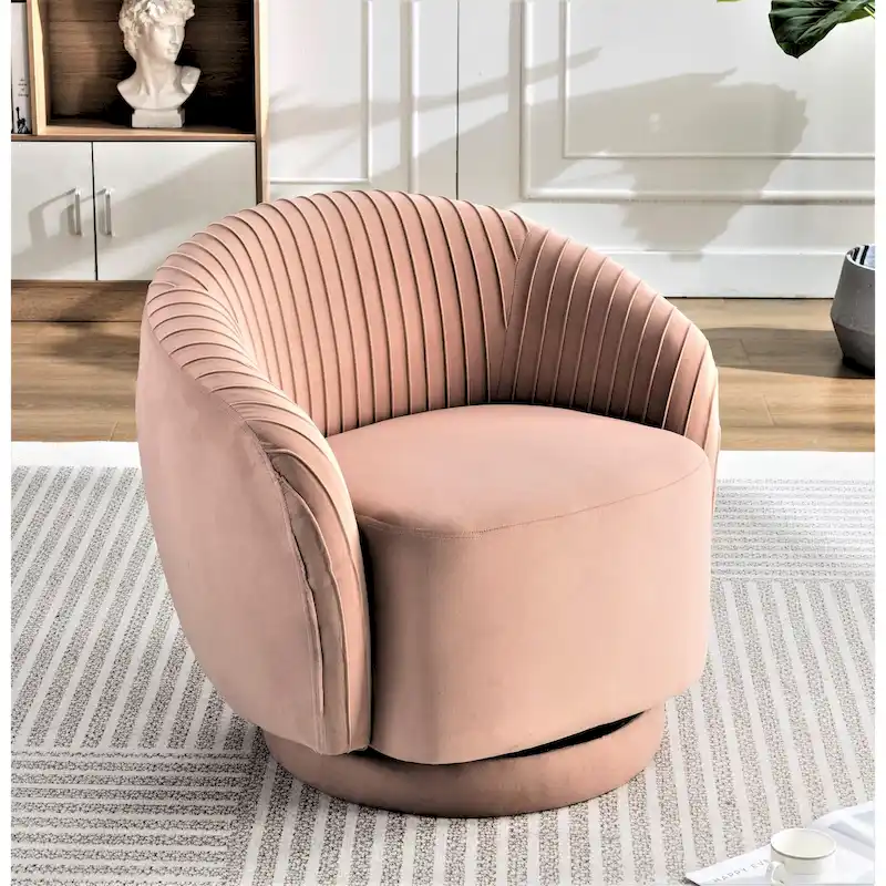 Small Milvo Velvet Swivel Barrel Chair