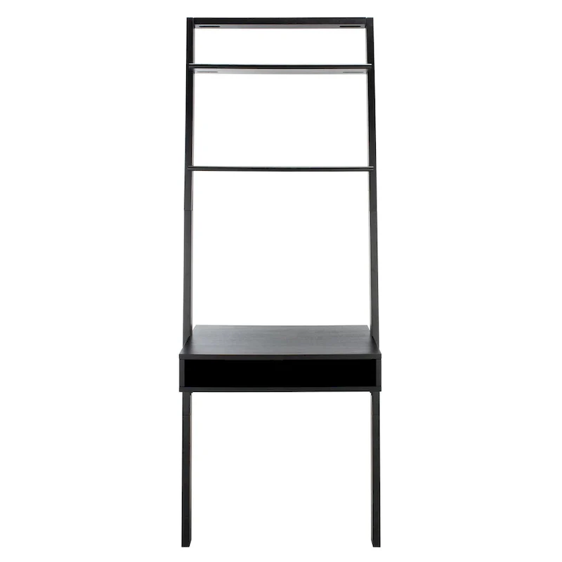 Leaning Desk with 2 Shelves - Black Ladder Style Home Office Desk 76.9