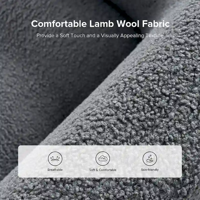 Wayne 35  Wide Boucle Upholstered Teddy Accent Chair with Solid Wood Legs by HULALA HOME