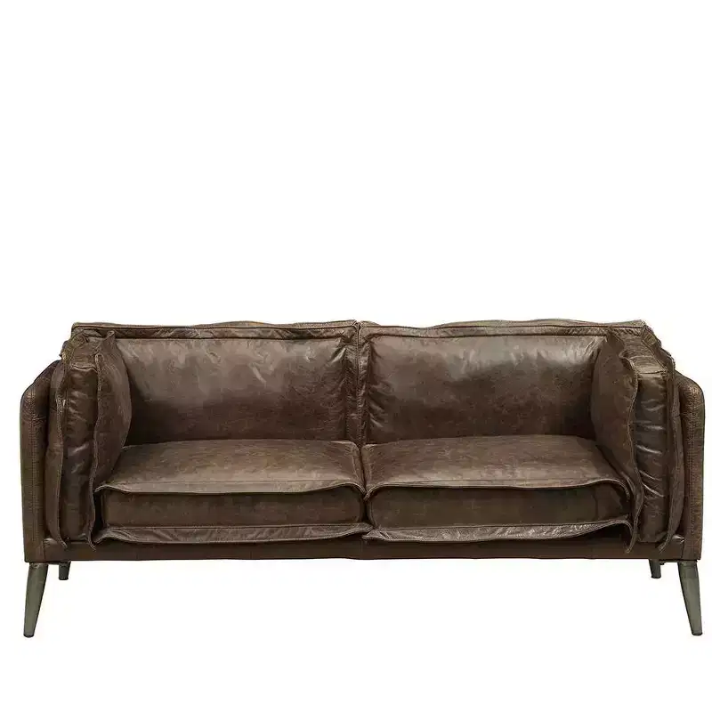 Acme Furniture Porchester Grain Leather Sofa Distress Chocolate