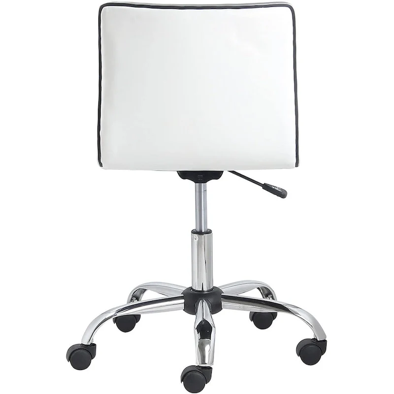 Carson Carrington Olafsvik Swivel Mid Back Armless Ribbed Task Leather White Upholstery Office Chair