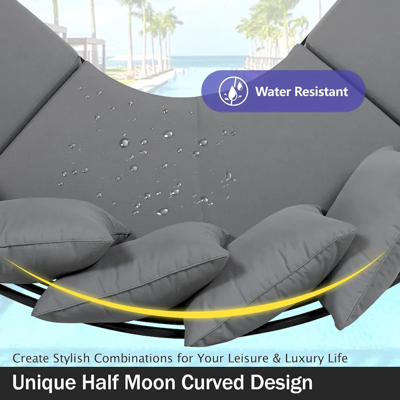 Iron Curved Sectional Sofa Set with Table and Cushions