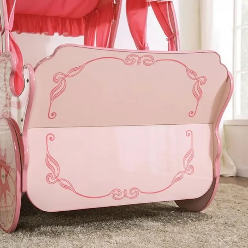 Wooden Carriage Bed in Pink