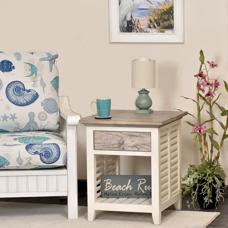 Grey Wood Top End Table