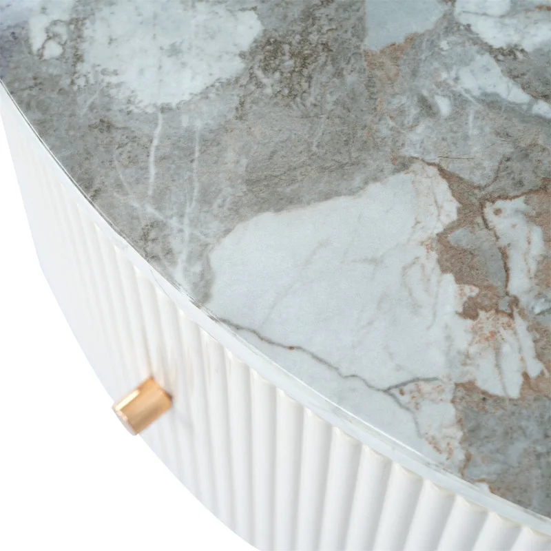 Merax Modern Round Coffee Table with 2 large Drawers