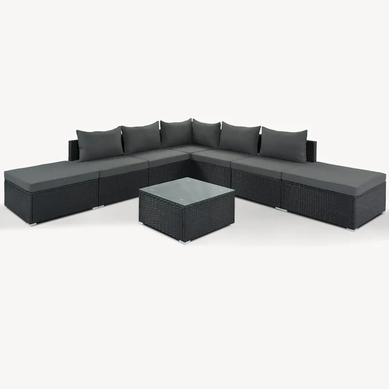 8-Piece Wicker Modular Sectional Sofa Set with Coffee Table