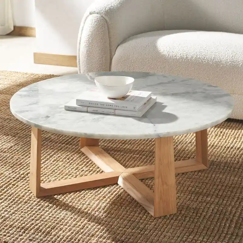 Trenton Marble Top Coffee Table - 38Wx38Dx15H