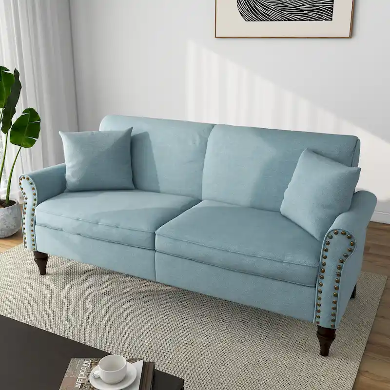 73 Sofa with Nailhead Trim Rolled Arms