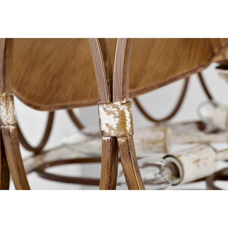 Kolleen 24-inch Weathered White and Imitation Wood 6 Lights 3 Blades Lighted Ceiling Fan with Remote