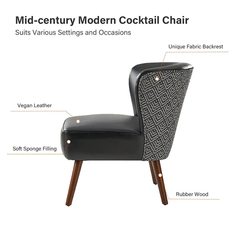 Alexander Mid-Century Modern Side Armchair with Solid Wood Legs by HULALA HOME