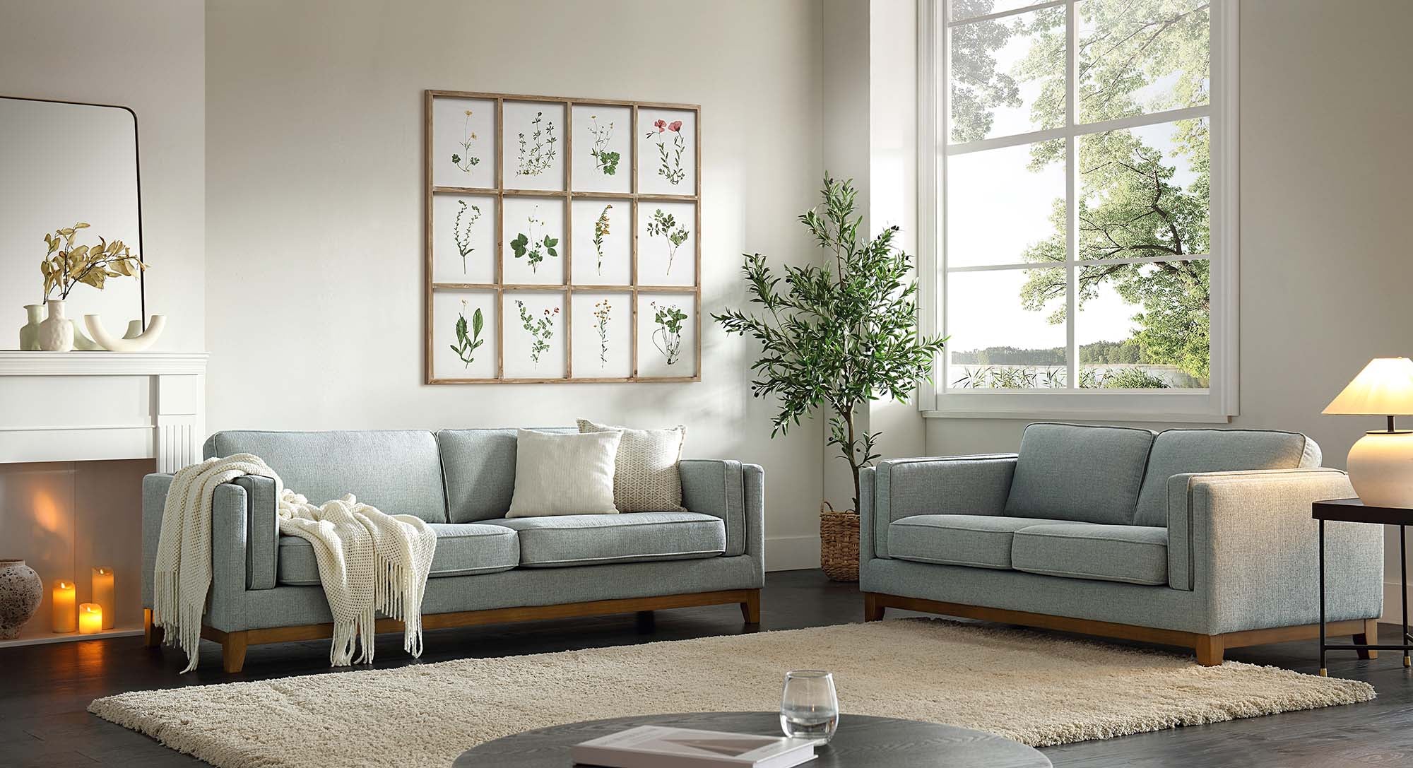 Sage Fabric Sofa, 2-Seater