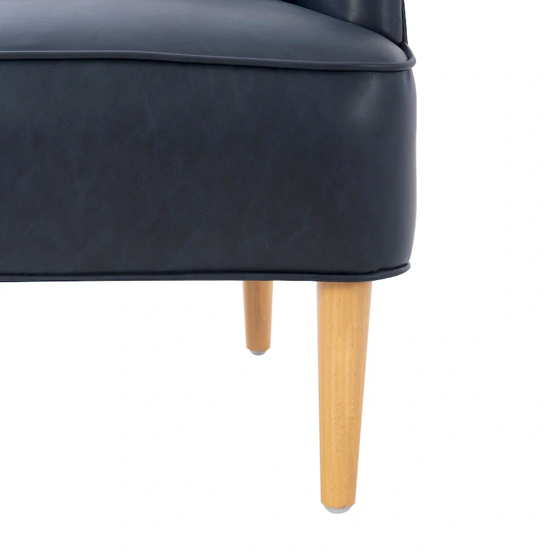 Caramel/Navy Blue Mid-Century Faux Leather Accent Chair, 1-Person