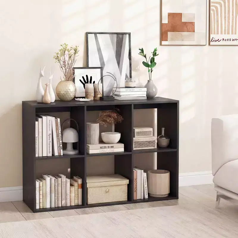 Costway 6-Cube Open Bookshelf with Anti-tip Kits Home Modern Style Storage Shelf for Study Brown/Black/Natural/White