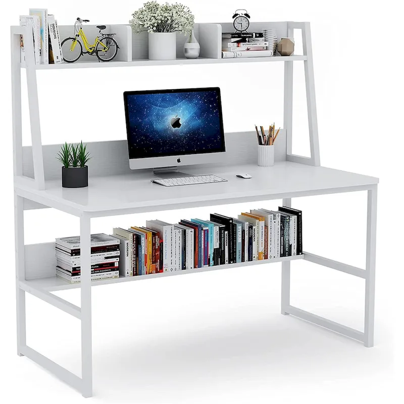 47 Inches Computer Desk with Hutch and Bookshelf