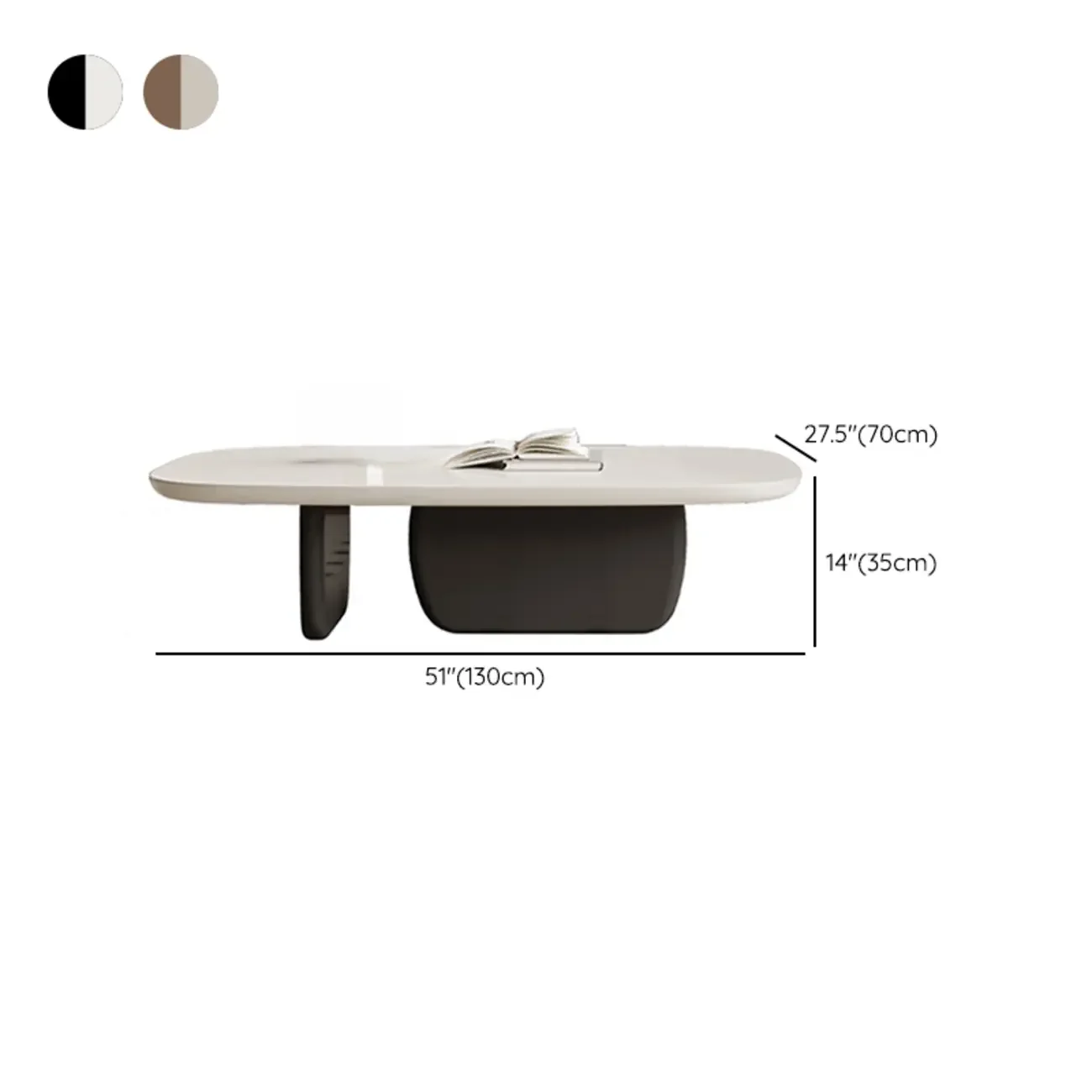 Modern Wood Oval Nesting Coffee Table with Block Base