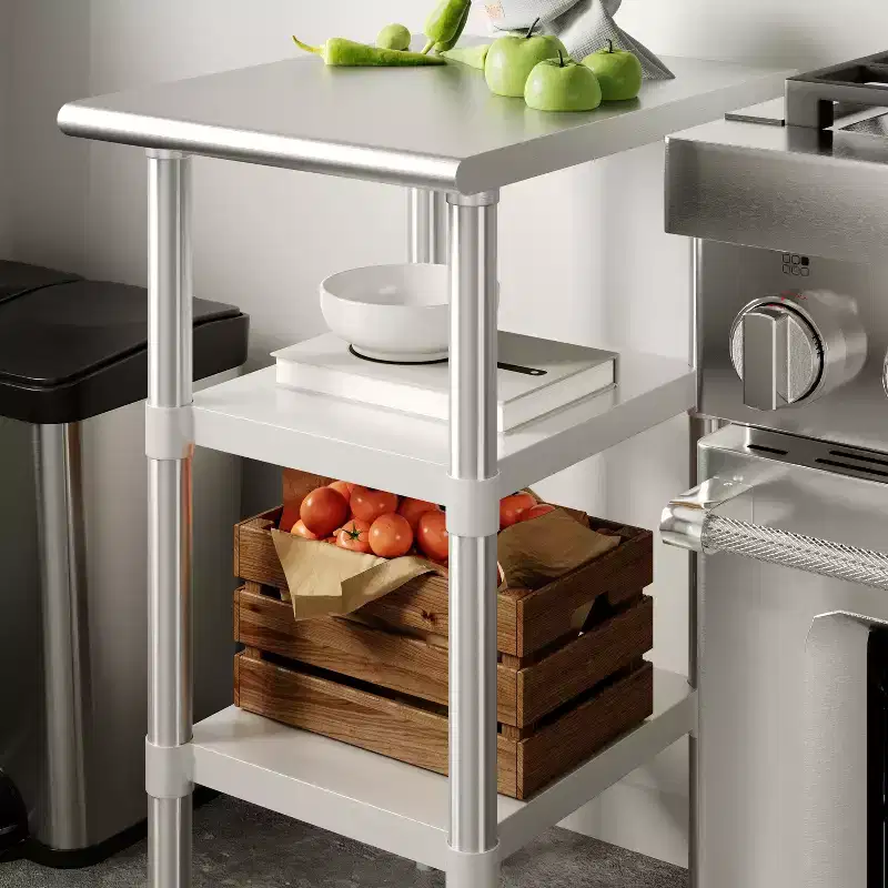 Flash Furniture Galvanized Under Shelf for Prep and Work Tables - Adjustable Lower Shelf for Stainless Steel Tables
