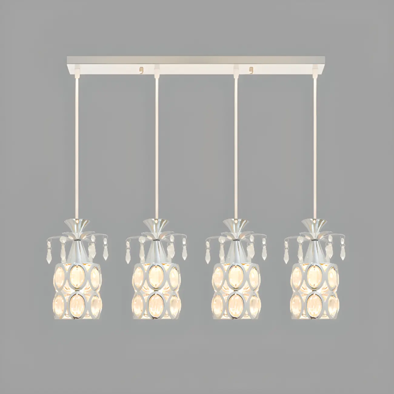 Elegant Cylinder Crystal Kitchen Island Pendant Light with Spotlight