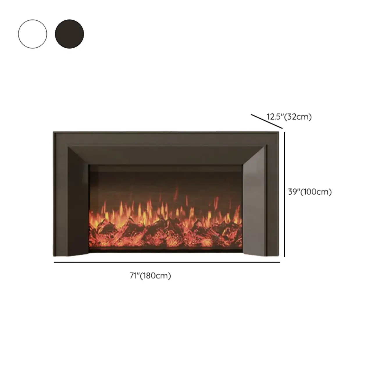 Rectangle White Solid Wood TV Stand with Fireplace & Lights