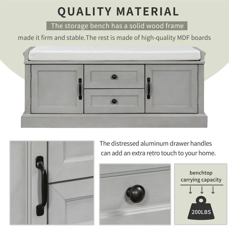 Shoe stool, 2 drawers, 2, removable pads, living room locker, entrance