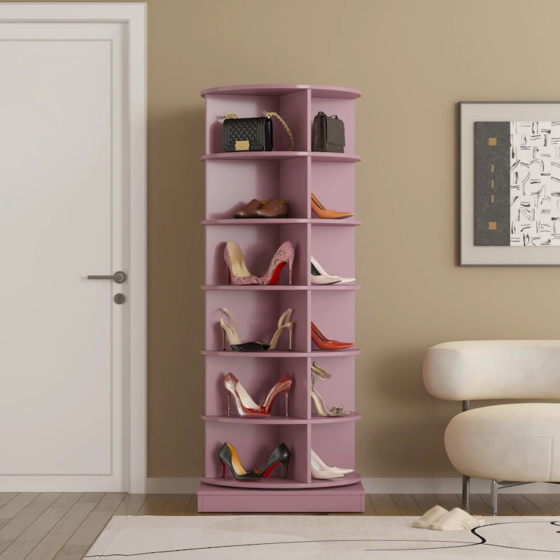 360Rotating Shoe Cabinet 6 layers Holds Up to 24 Paris of Shoes